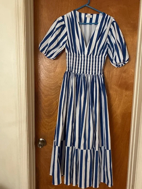 AYR Extra Extra Maria’s Blue Regatta Stripe Midi Dress - Picture 3 of 5